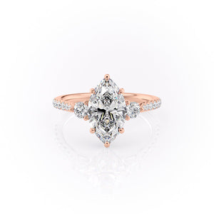 The Pave Lia Set With A 3 Carat Marquise Moissanite