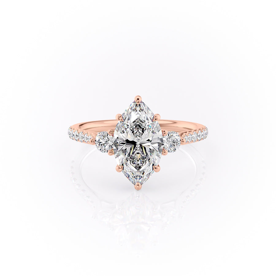 The Pave Lia Set With A 3 Carat Marquise Lab Diamond