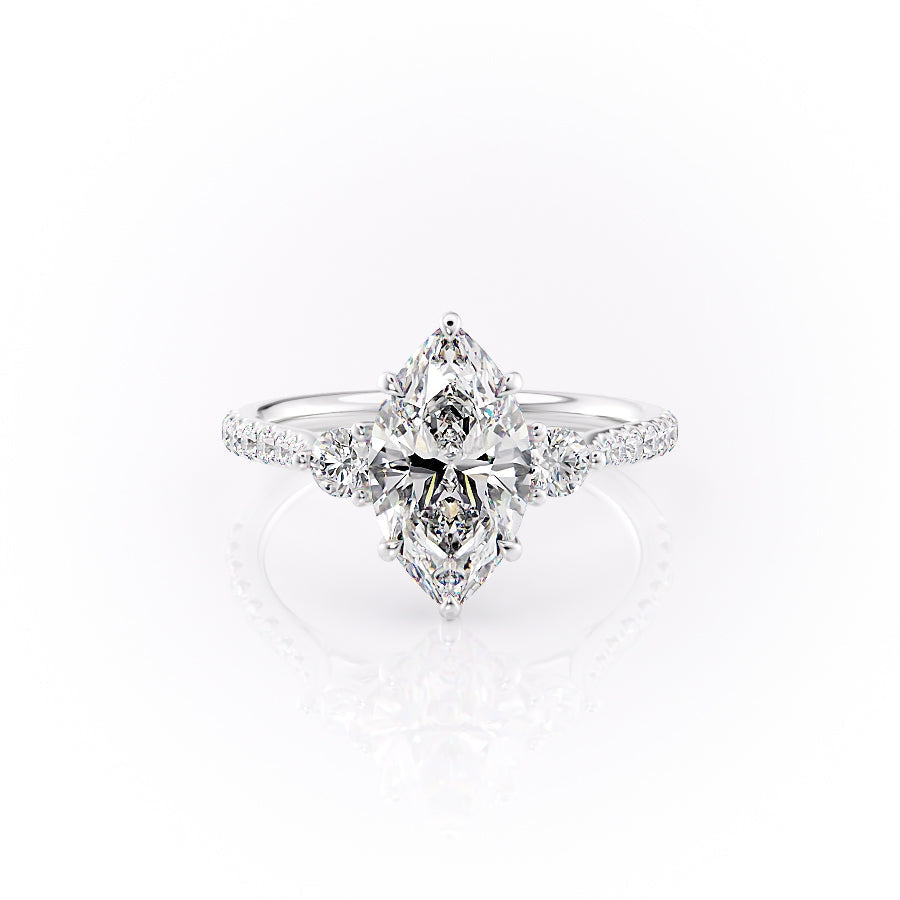 The Pave Lia Set With A 3 Carat Marquise Lab Diamond