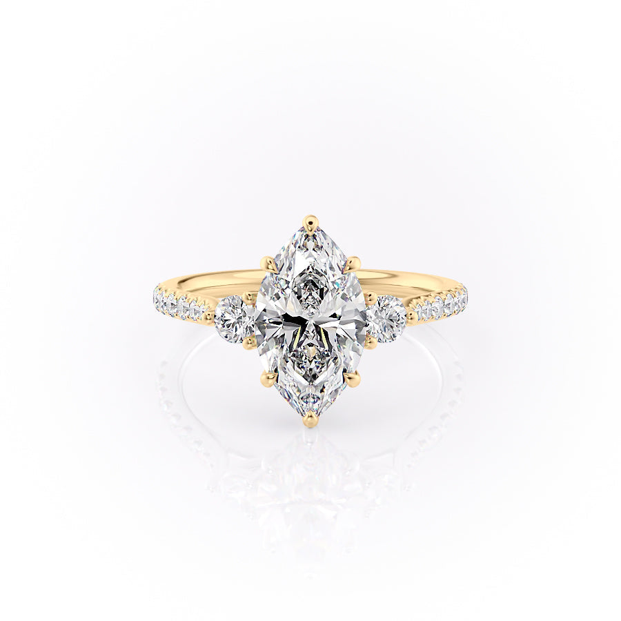 The Pave Lia Set With A 3 Carat Marquise Moissanite