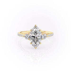 The Pave Lia Set With A 3 Carat Marquise Moissanite