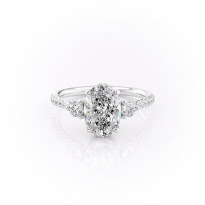 The Pave Lia Set With A 2.5 Carat Oval Moissanite