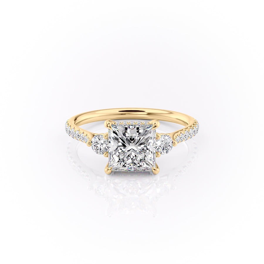 The Pave Lia Set With A 1.5 Carat Princess Moissanite