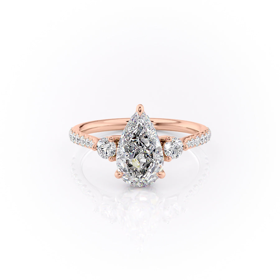 The Pave Lia Set With A 2.5 Carat Pear Moissanite