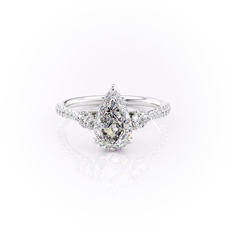 The Pave Lia Set With A 4.5 Carat Pear Moissanite