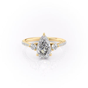 The Pave Lia Set With A 4.5 Carat Pear Moissanite