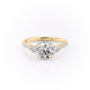The Pave Lia Set With A 3.5 Carat Round Moissanite