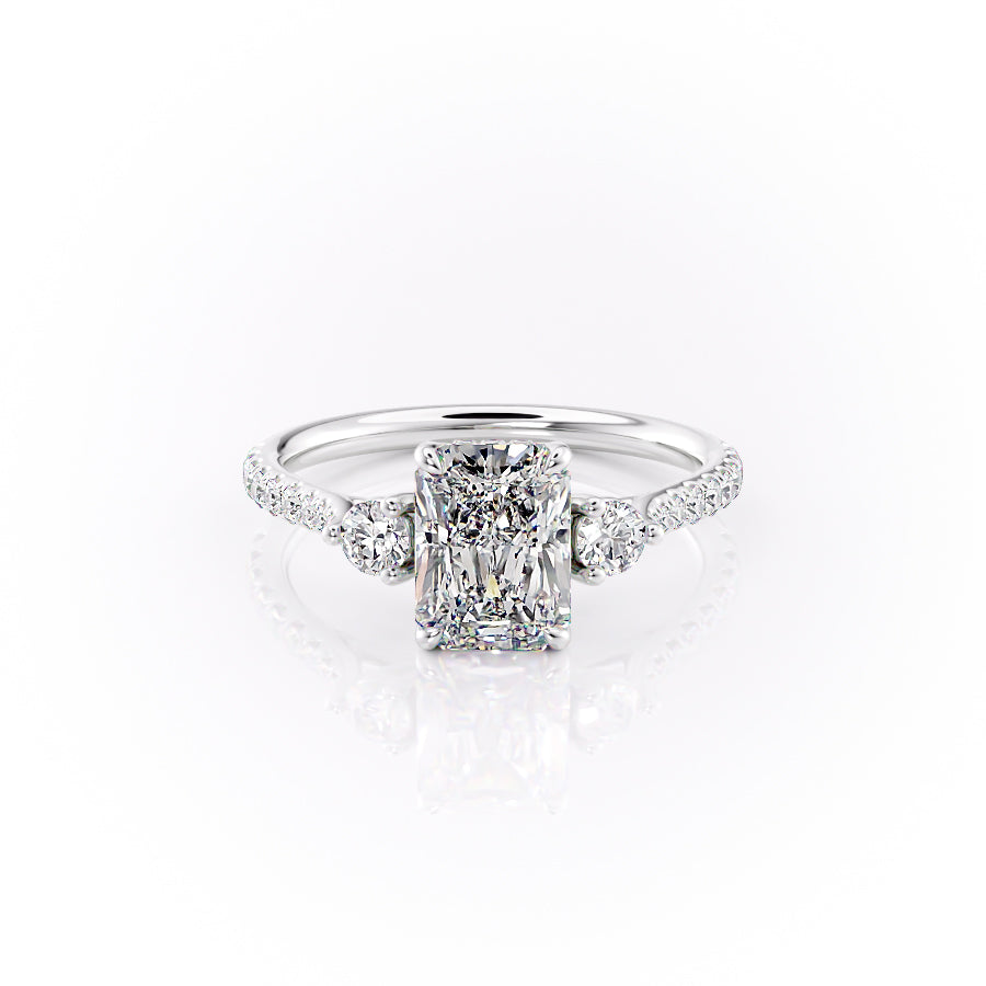 The Pave Lia Set With A 3 Carat Radiant Moissanite