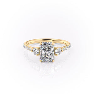 The Pave Lia Set With A 1 Carat Radiant Moissanite