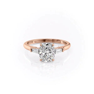 The Liv Set With A 3 Carat Elongated Cushion Lab Diamond