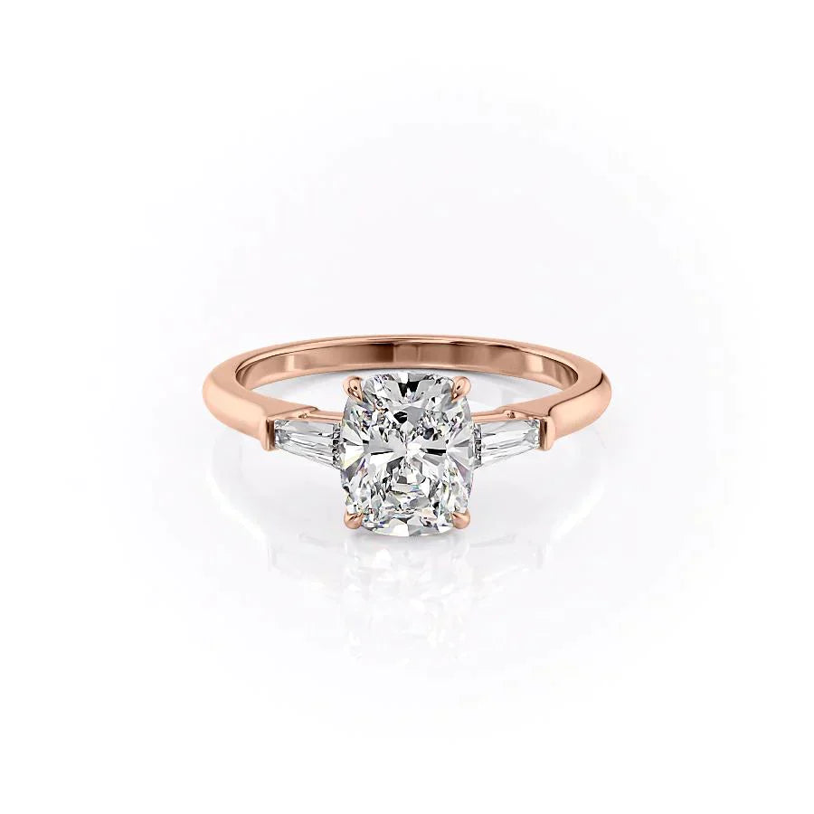 The Liv Set With A 1.5 Carat Elongated Cushion Moissanite