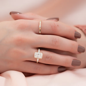 The Liv Set With A 1 Carat Elongated Cushion Lab Diamond