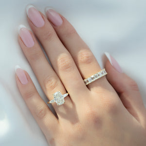 The Liv Set With A 1 Carat Elongated Cushion Lab Diamond