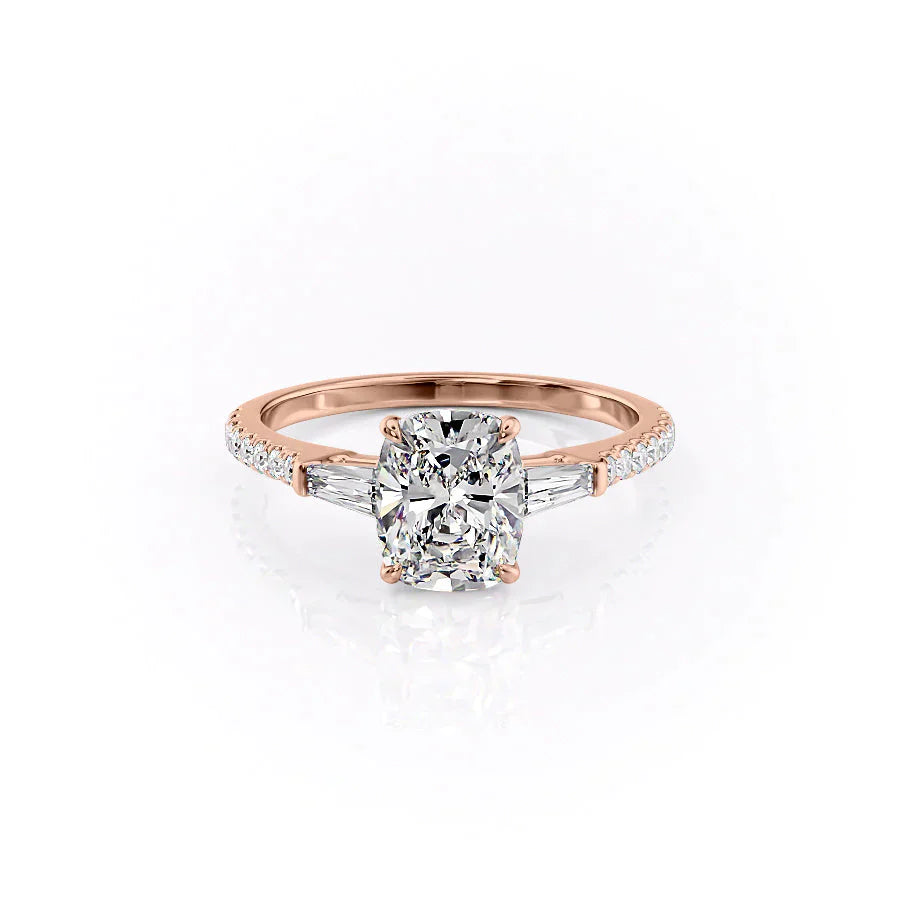 The Pave Liv Set With A 2.5 Carat Elongated Cushion Lab Diamond