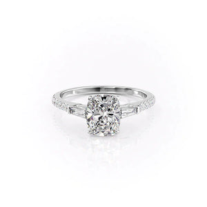 The Pave Liv Set With A 1.5 Carat Elongated Cushion Lab Diamond