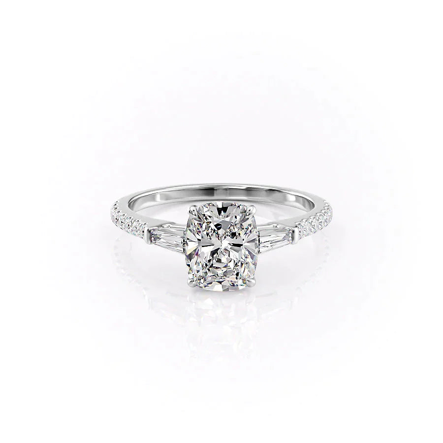 The Pave Liv Set With A 3 Carat Elongated Cushion Lab Diamond