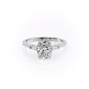 The Pave Liv Set With A 3 Carat Elongated Cushion Lab Diamond