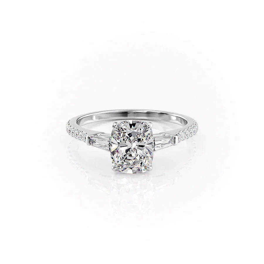 The Pave Liv Set With A 2.5 Carat Elongated Cushion Lab Diamond