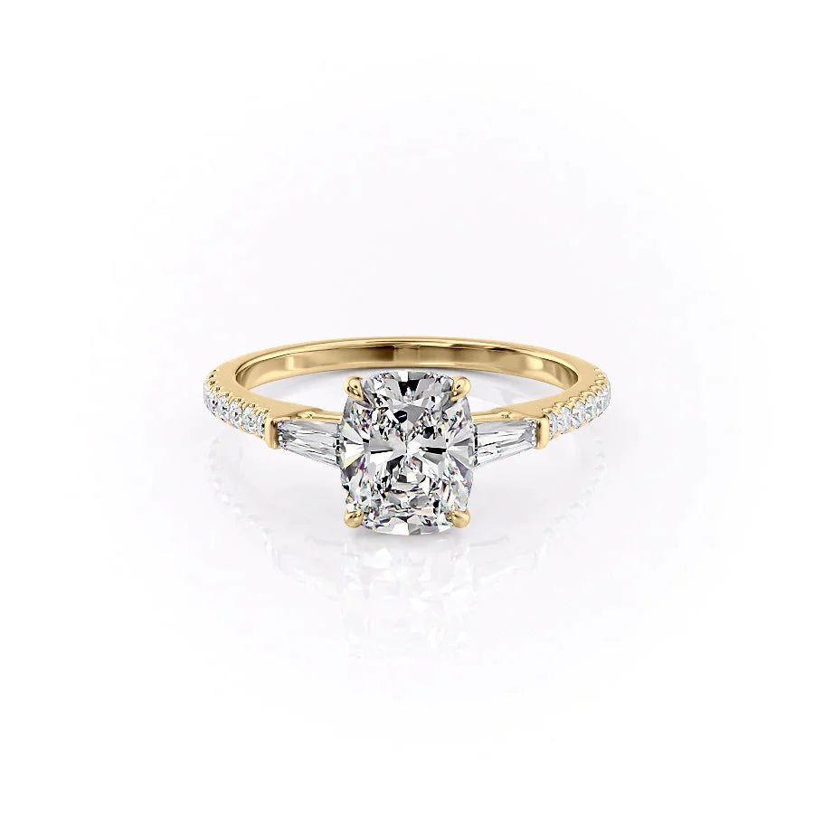 The Pave Liv Set With A 1.5 Carat Elongated Cushion Lab Diamond