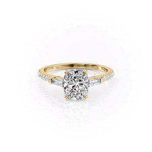 The Pave Liv Set With A 1 Carat Elongated Cushion Lab Diamond