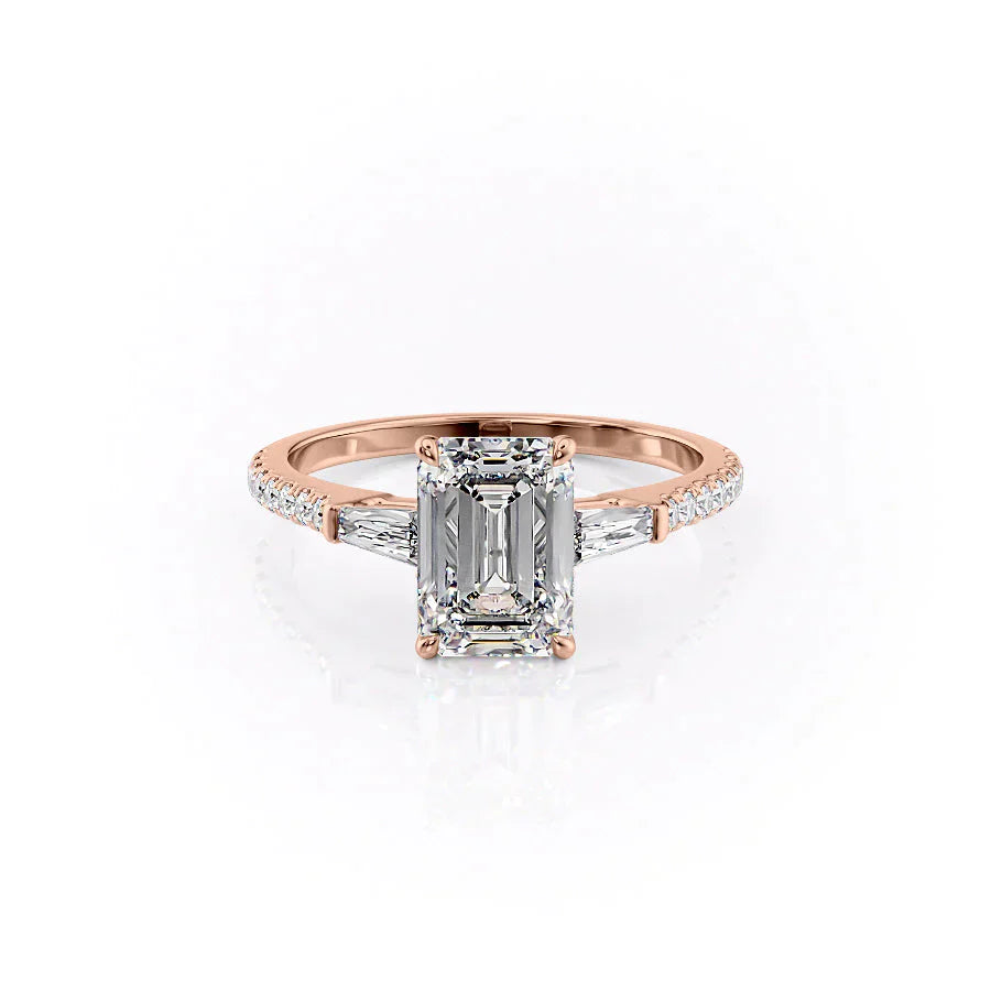 The Pave Liv Set With A 2.5 Carat Emerald Moissanite
