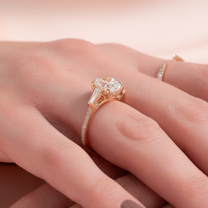 The Pave Liv Set With A 3.5 Carat Elongated Cushion Moissanite
