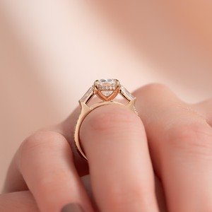 The Pave Liv Set With A 3.5 Carat Elongated Cushion Moissanite