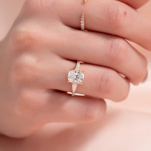 The Pave Liv Set With A 3.5 Carat Elongated Cushion Moissanite