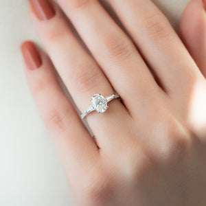 The Pave Liv Set With A 1 Carat Oval Lab Diamond