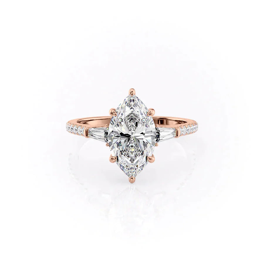 The Pave Liv Set With A 2.5 Carat Marquise Lab Diamond