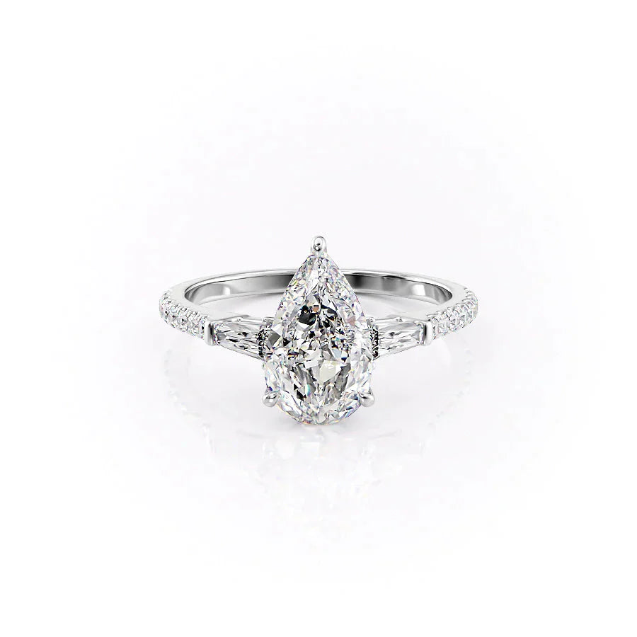 The Pave Liv Set With A 1.5 Carat Pear Moissanite