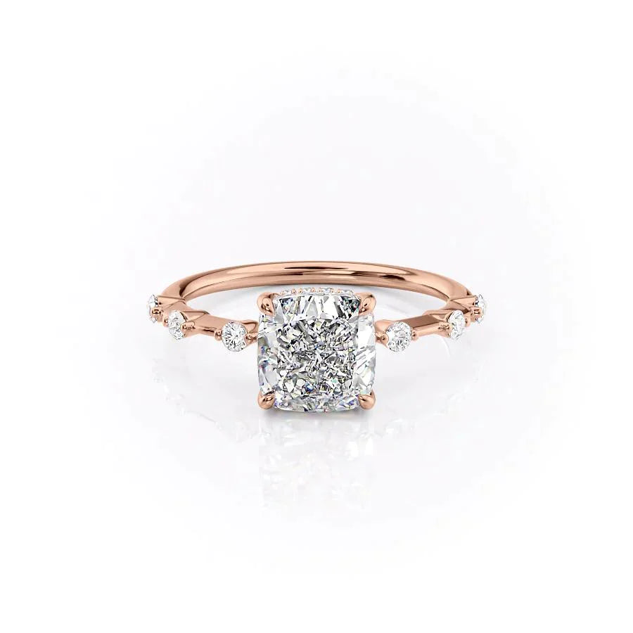 The Hidden Halo Penelope Set With A 3 Carat Cushion Lab Diamond