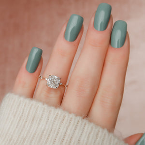 The Penelope Set With A 2.5 Carat Cushion Moissanite