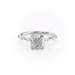 The Hidden Halo Penelope Set With A 4.5 Carat Cushion Moissanite