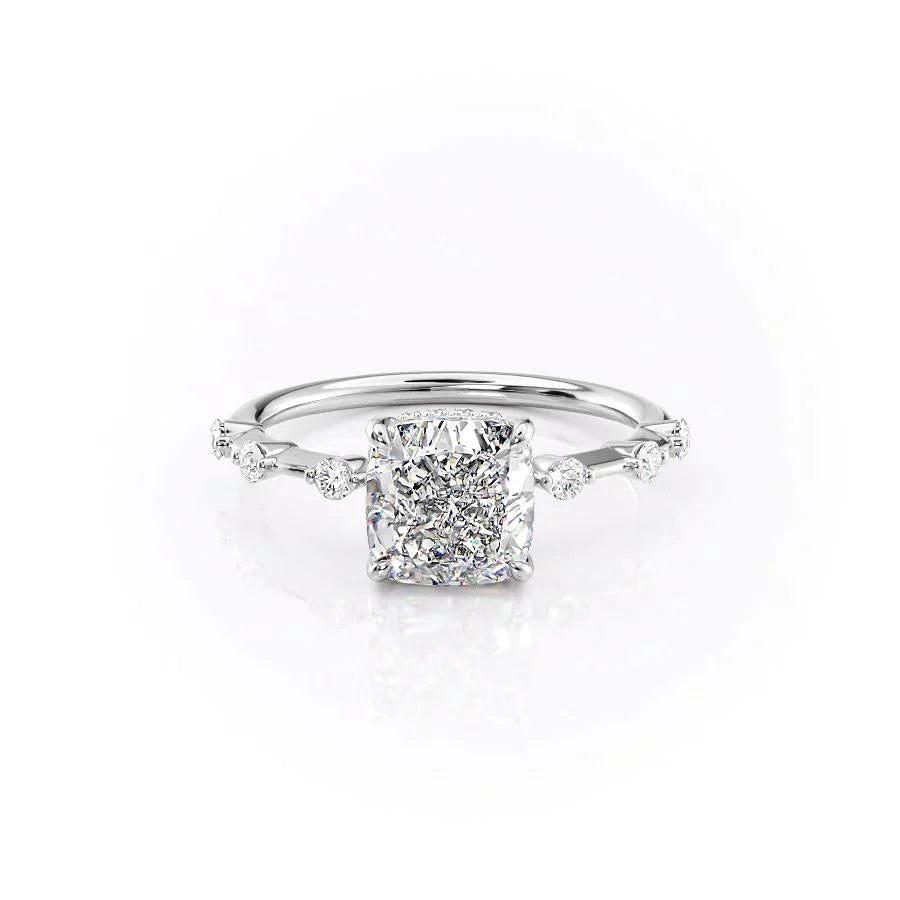 The Hidden Halo Penelope Set With A 2.5 Carat Cushion Moissanite