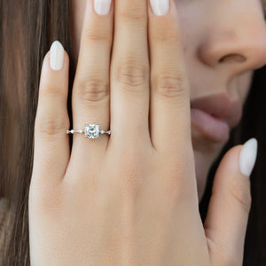 The Hidden Halo Penelope Set With A 1 Carat Cushion Lab Diamond