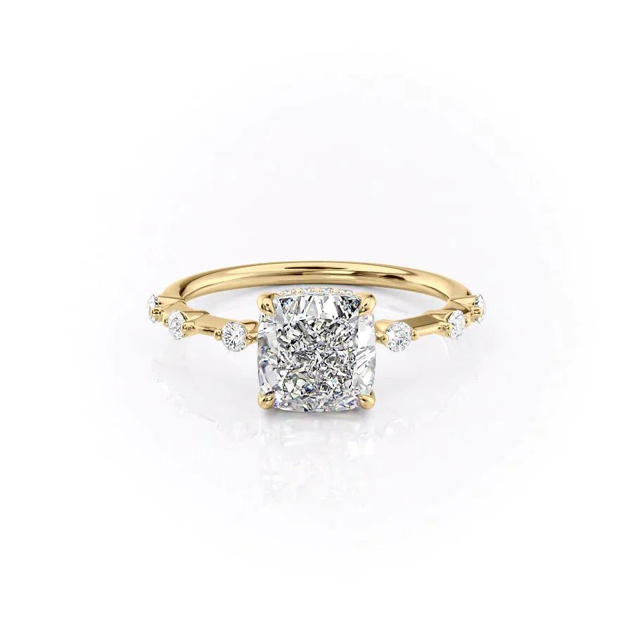 The Hidden Halo Penelope Set With A 2 Carat Cushion Lab Diamond