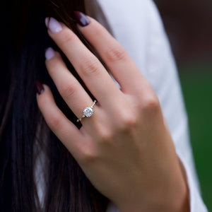The Hidden Halo Penelope Set With A Cushion Moissanite
