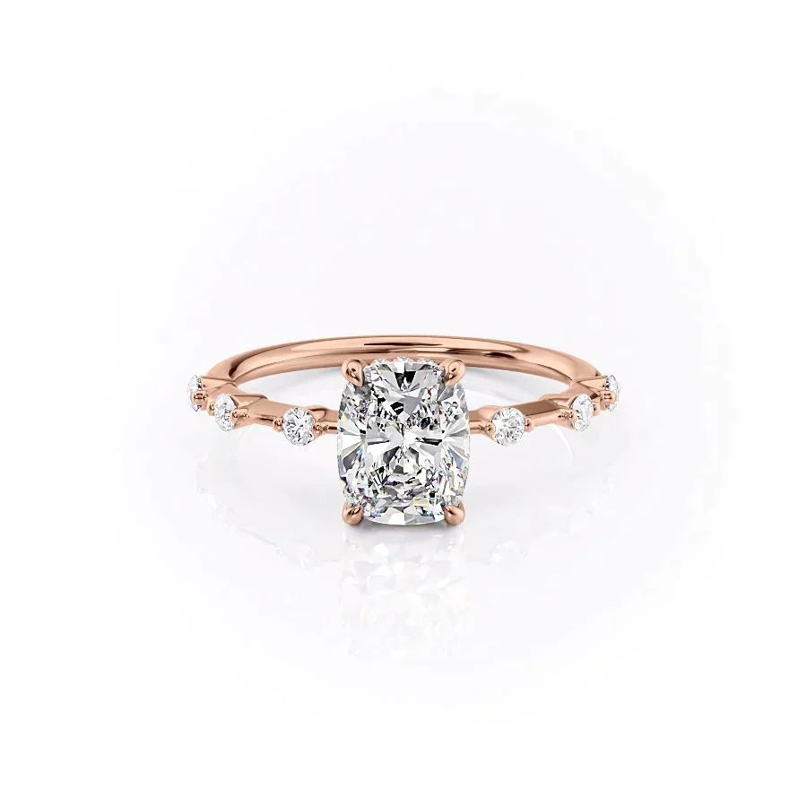 The Hidden Halo Penelope Set With A 3 Carat Elongated Cushion Lab Diamond