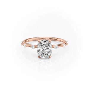 The Hidden Halo Penelope Set With A 2 Carat Elongated Cushion Lab Diamond