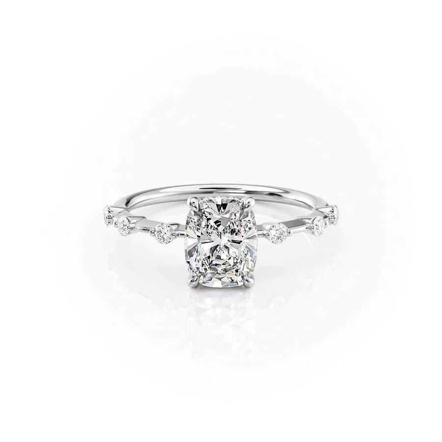 The Hidden Halo Penelope Set With A 1 Carat Elongated Cushion Lab Diamond