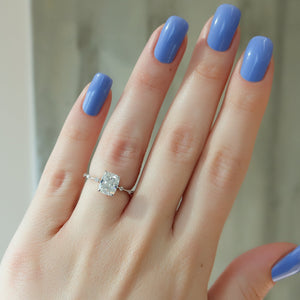 The Penelope Set With A 3.5 Carat Elongated Cushion Moissanite
