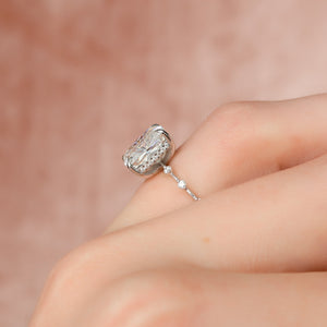 The Penelope Set With A 3.5 Carat Elongated Cushion Moissanite