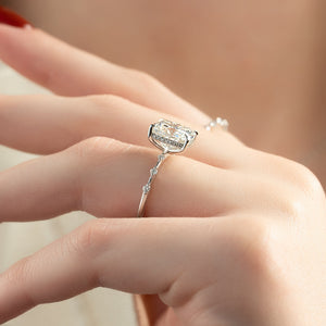 The Penelope Set With A 3.5 Carat Elongated Cushion Moissanite