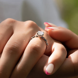 The Penelope Set With A 3.5 Carat Elongated Cushion Moissanite