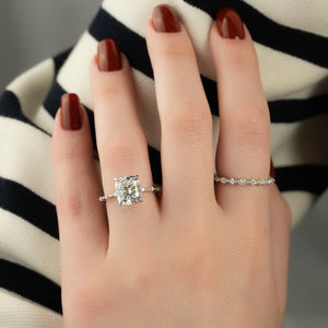 The Penelope Set With A 3.5 Carat Elongated Cushion Moissanite