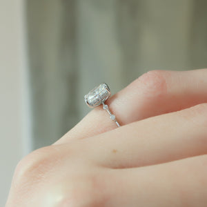 The Penelope Set With A 3.5 Carat Elongated Cushion Moissanite