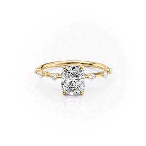 The Hidden Halo Penelope Set With A 4.5 Carat Elongated Cushion Moissanite