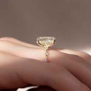 The Hidden Halo Penelope Set With A 1.5 Carat Elongated Cushion Moissanite