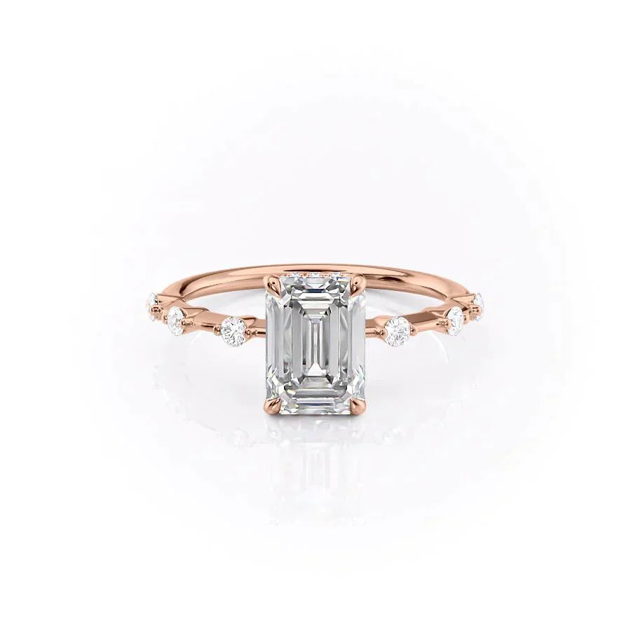 The Hidden Halo Penelope Set With A 1.5 Carat Emerald Moissanite